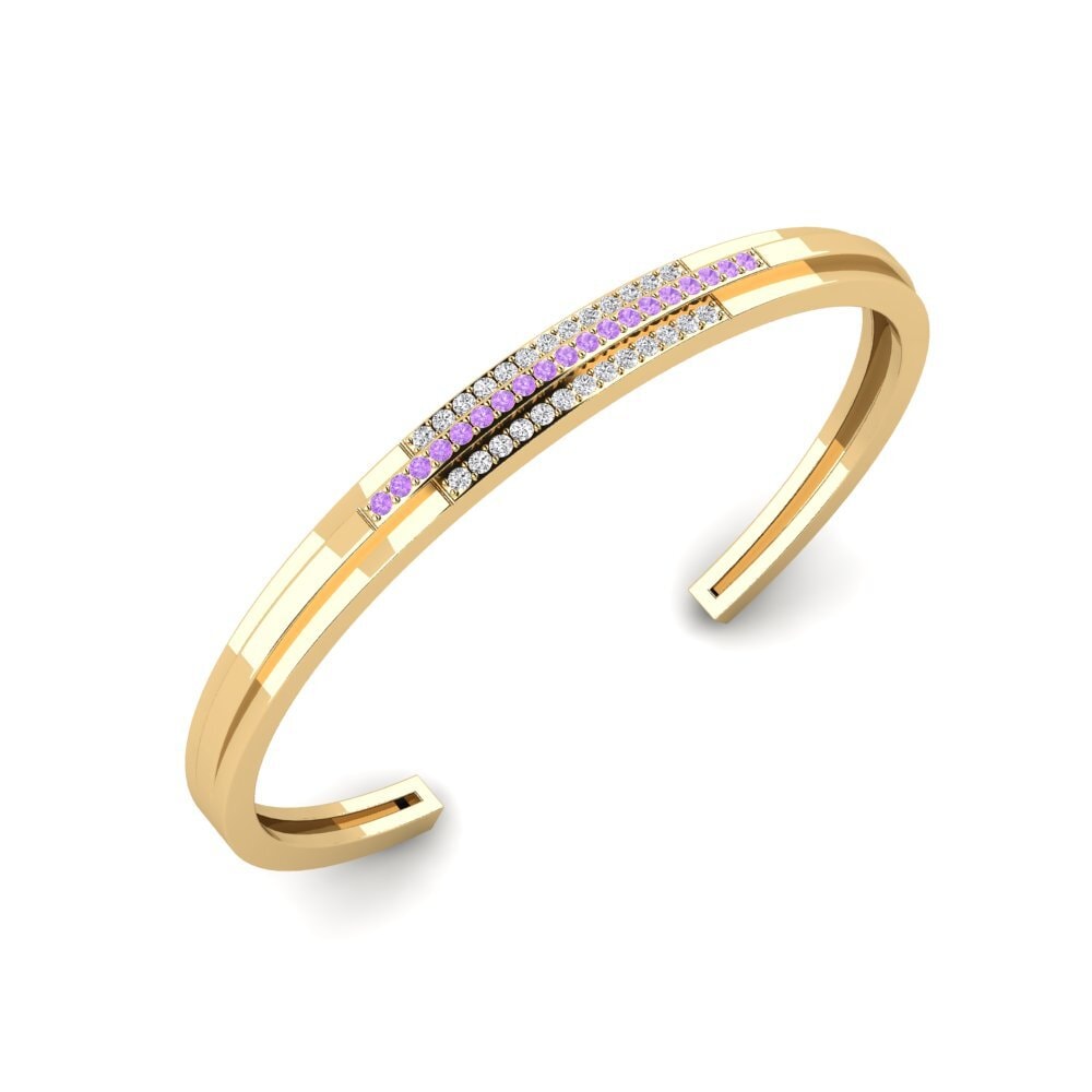 18ct Yellow Gold Amethyst Men's Bracelet Chalkidiki