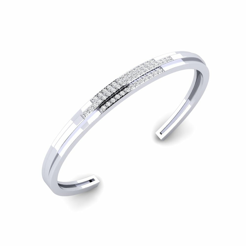 Pulsera para hombre Chalkidiki 14k Oro Blanco Zafiro blanco Cuff 0.475 Quilates Redondo