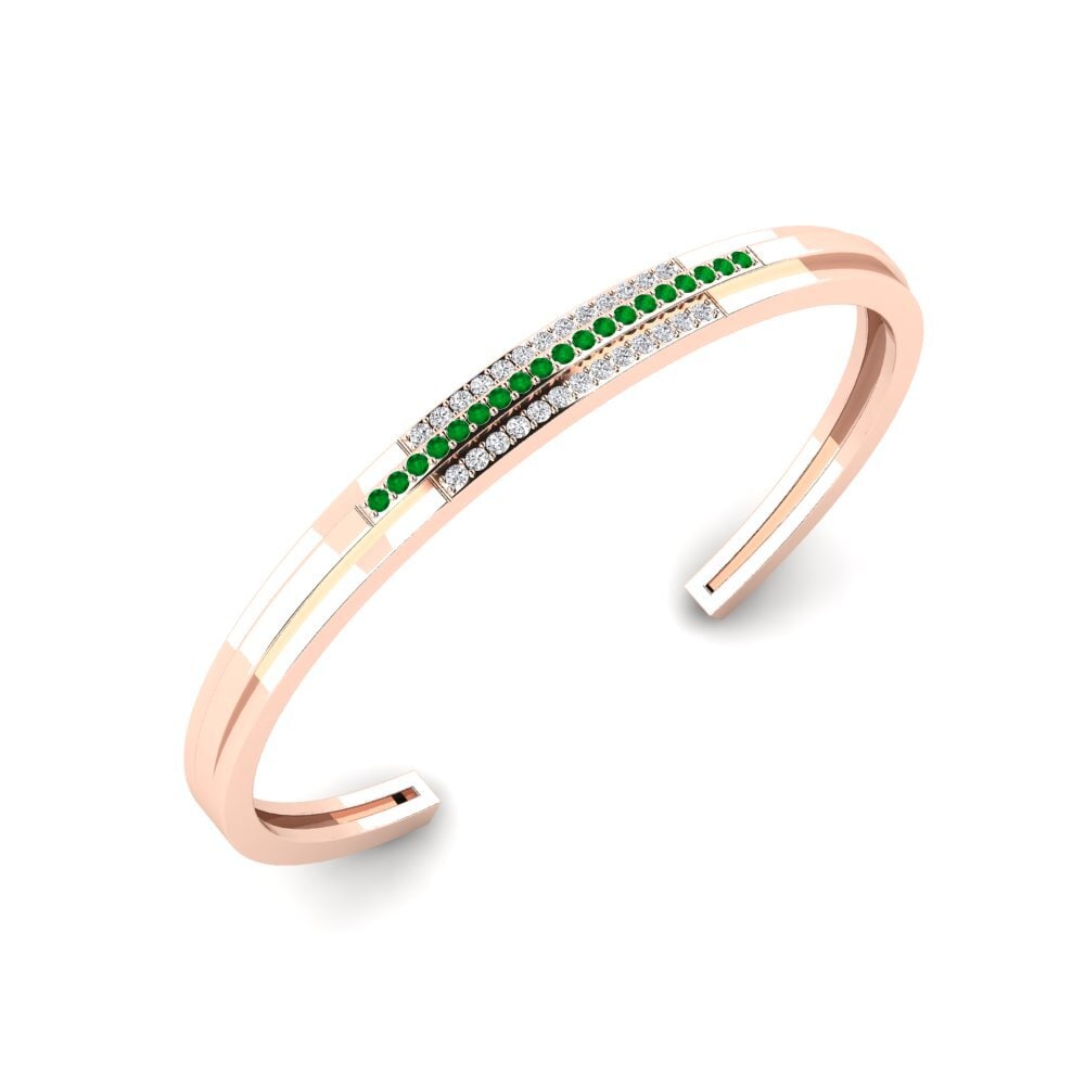 14ct Rose Gold Emerald Men's Bracelet Chalkidiki