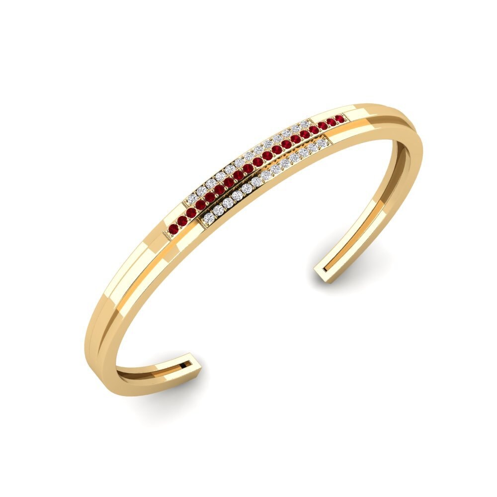 9ct Yellow Gold Red Zirconia Men's Bracelet Chalkidiki