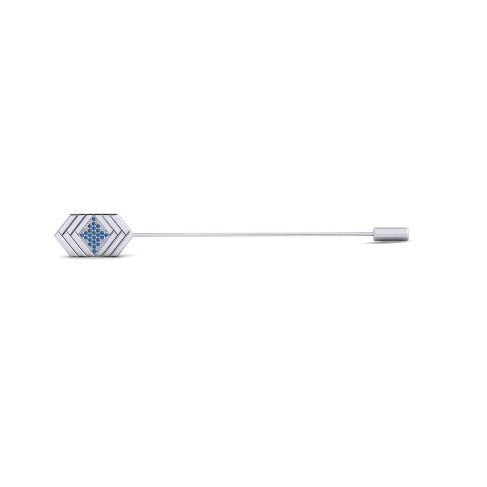 Dark Blue Zirconia Lapel Pin Elafonissos