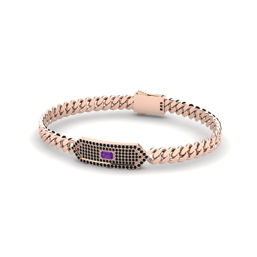 14ct Rose Gold Amethyst Men's Bracelet Mayenne