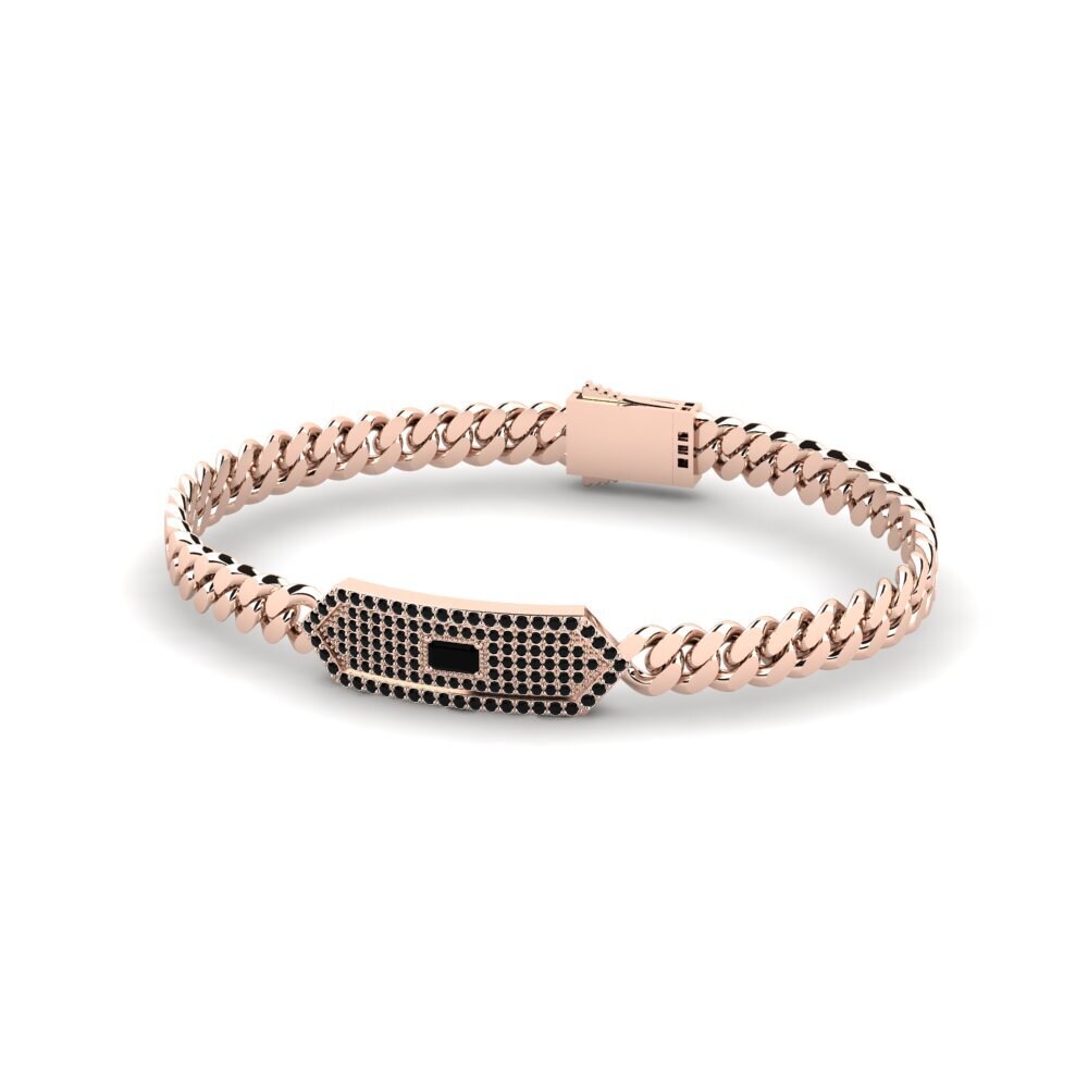 14ct Rose Gold Black Sapphire Men's Bracelet Mayenne