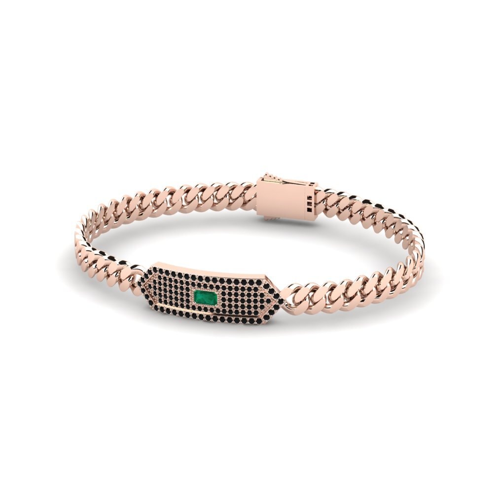 14ct Rose Gold Emerald Men's Bracelet Mayenne