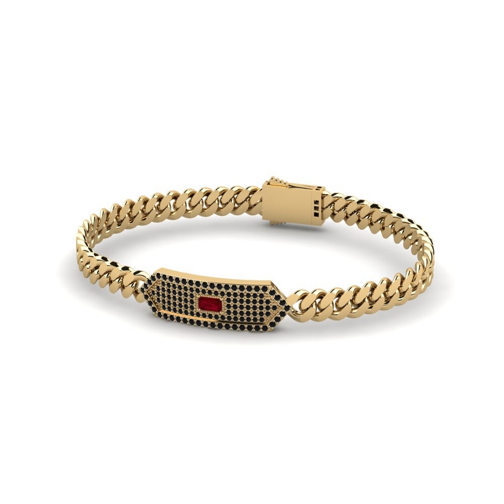 9ct Yellow Gold Red Zirconia Men's Bracelet Mayenne