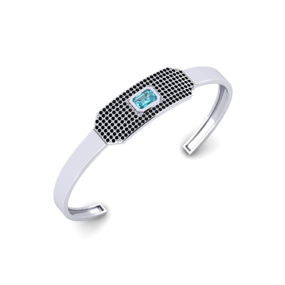 950 Platinum Blue Zircon Men's Bracelet Okpogho