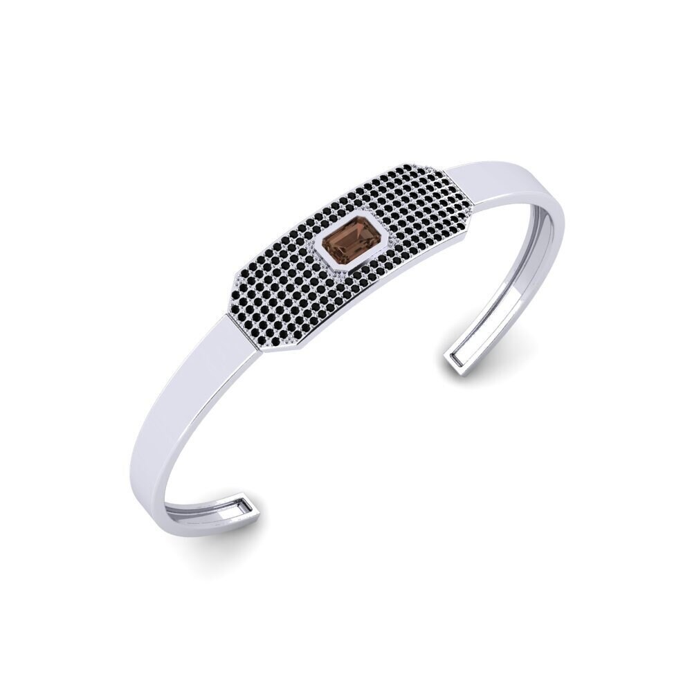 950 Platinum Smoky Quartz Men's Bracelet Okpogho