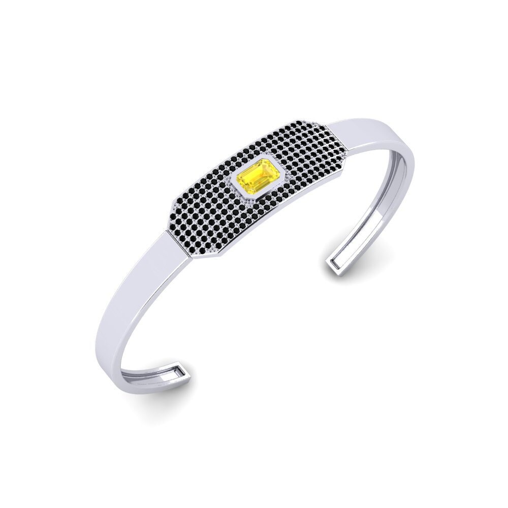 18ct White Gold Yellow Sapphire Men's Bracelet Okpogho