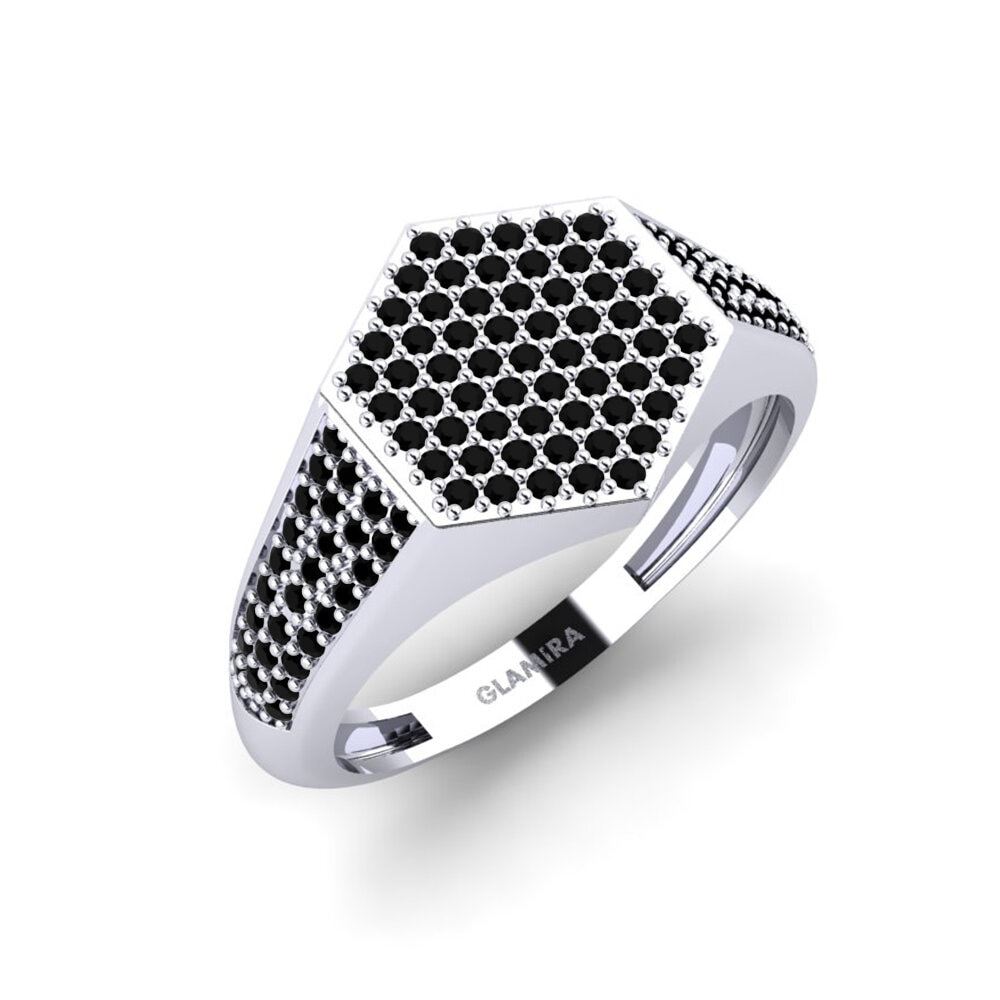 950 Platinum Black Sapphire Men's Ring Onueke