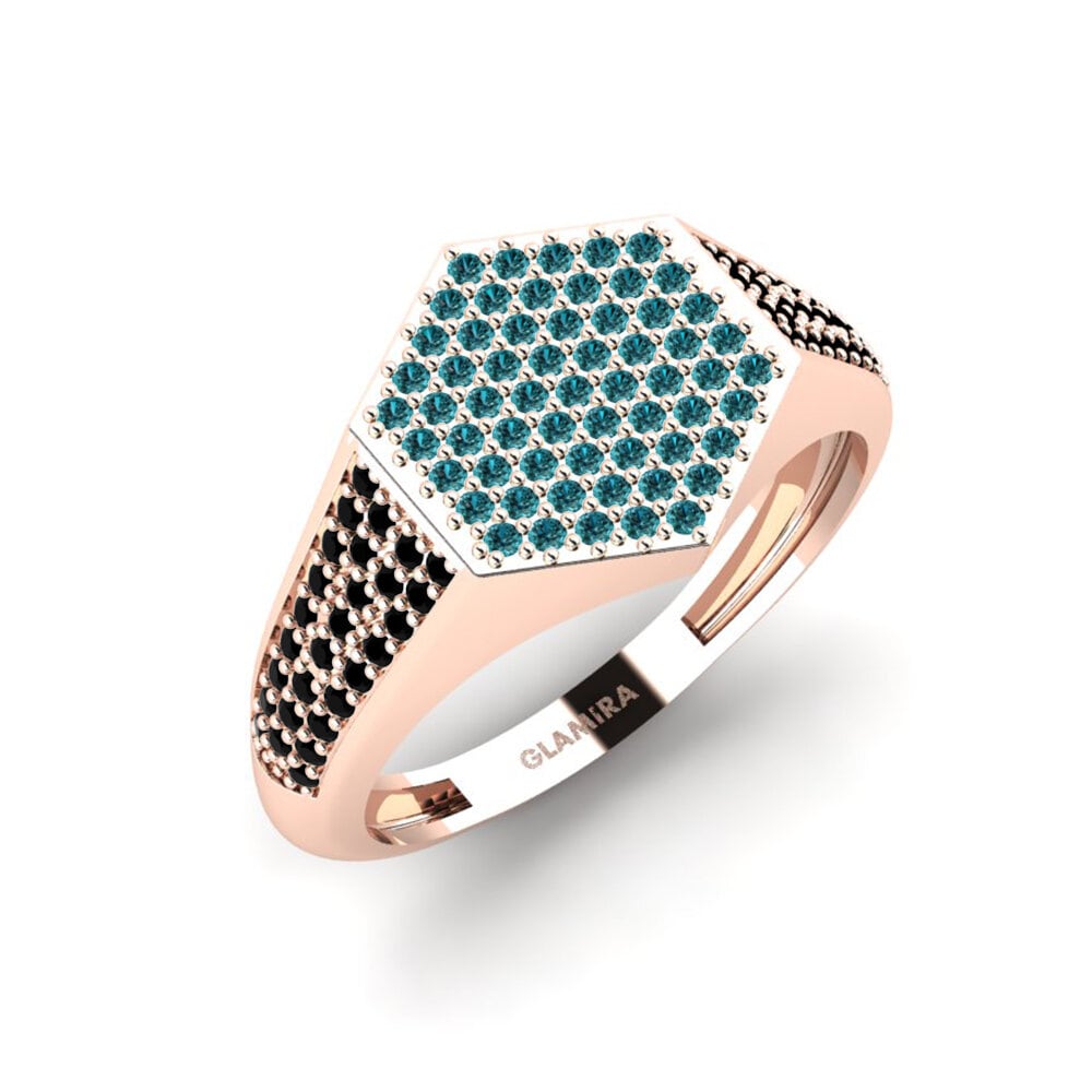 Oro Rosso 585 Diamante Blu Anello da uomo Onueke