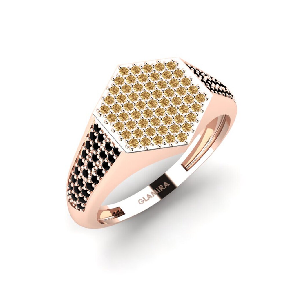 Oro Rosso 750 Diamante Marrone Anello da uomo Onueke
