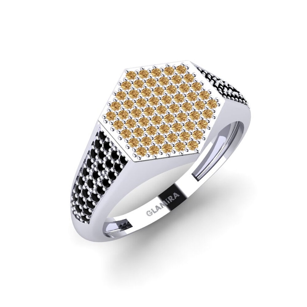 9k White Gold Brown Diamond Men's Ring Onueke