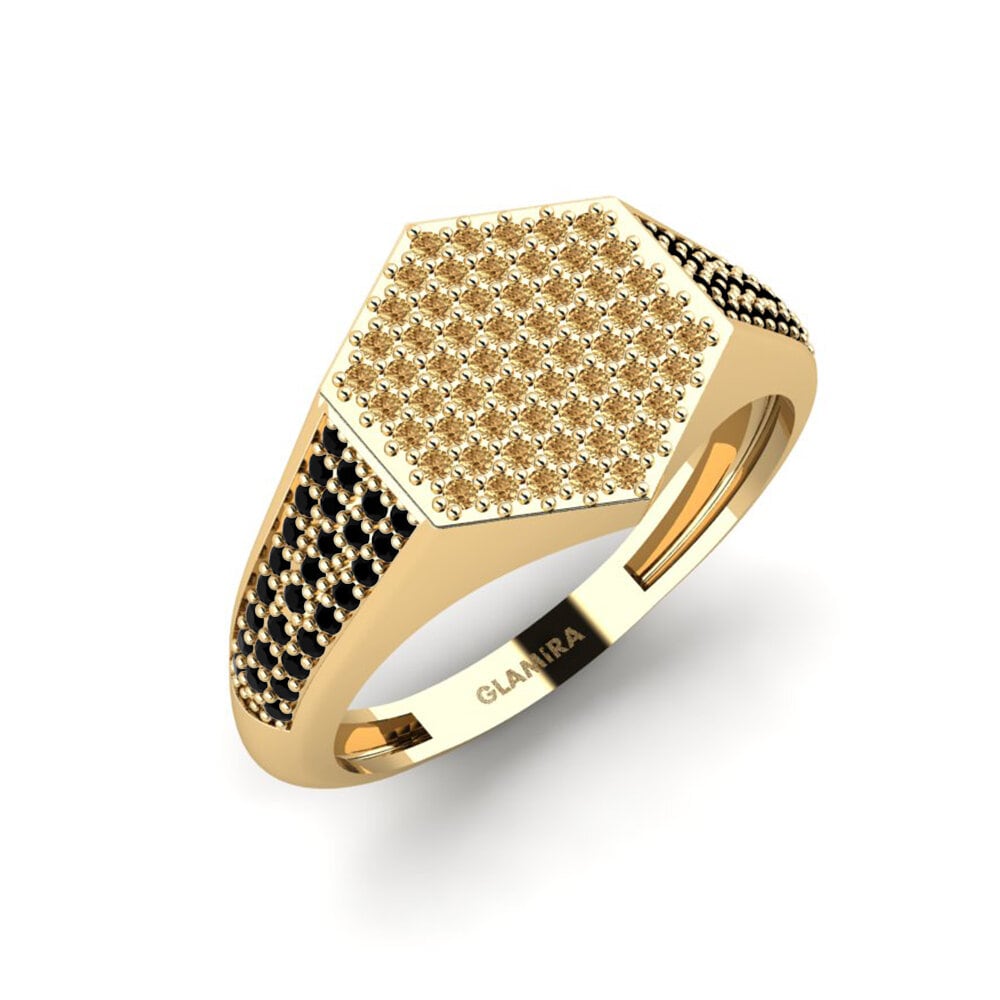 Oro Giallo 750 Diamante Marrone Anello da uomo Onueke