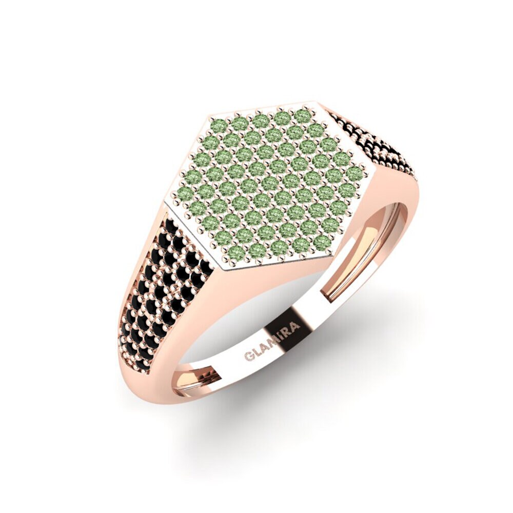 Oro Rosso 375 Diamante Verde Anello da uomo Onueke