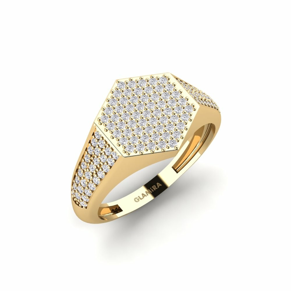 Round 0.488 Carat Fashion Diamond 14K Yellow Gold Men's Ring Onueke