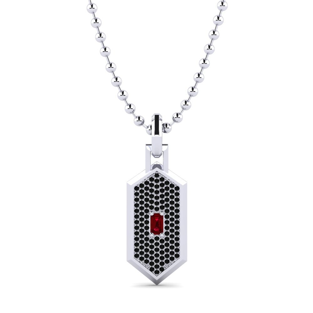 Weißgold 375 Roter Zirkonia Herren-Anhänger Vendome