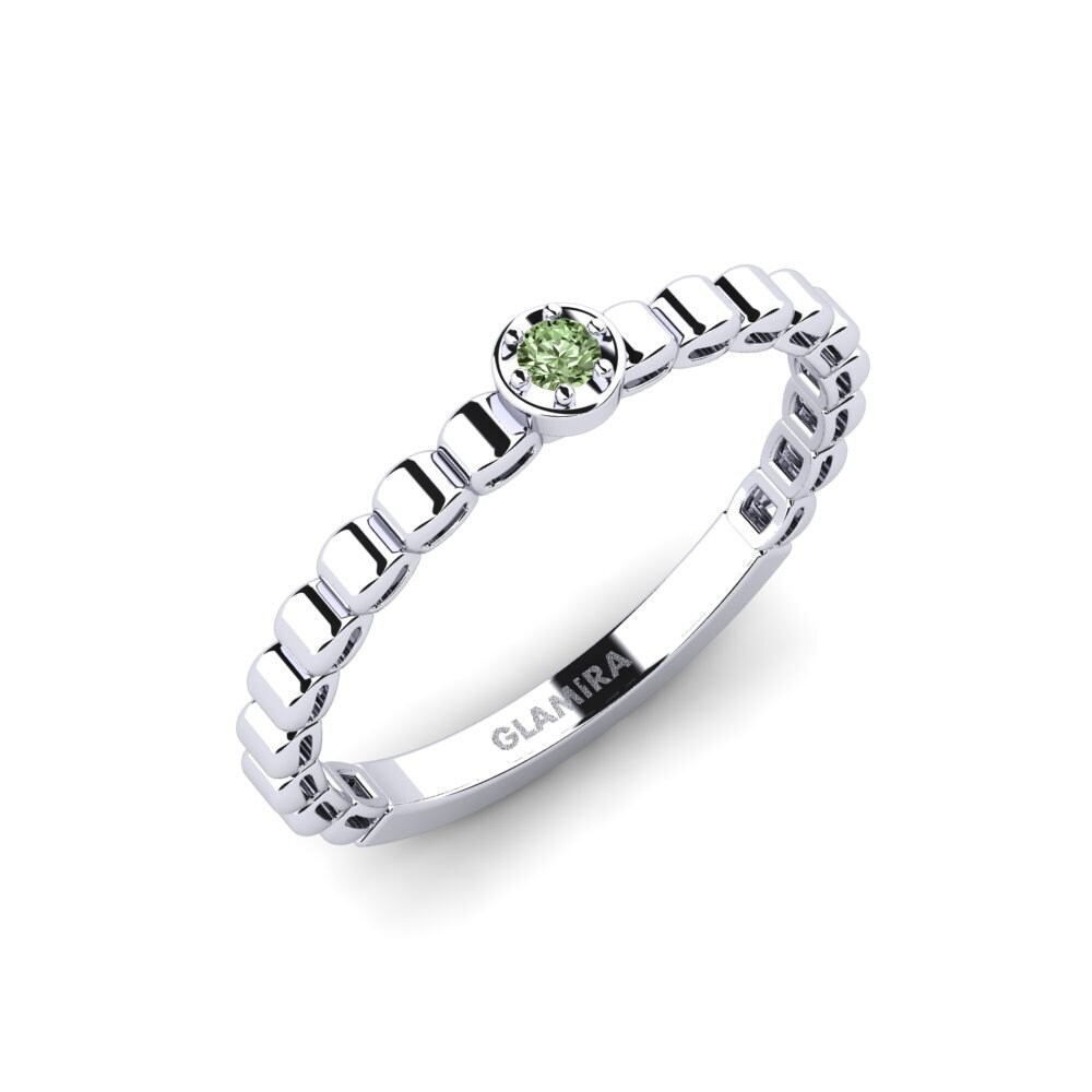 585 Bílé zlato Zelený diamant Zásnubní prsten Capsowo
