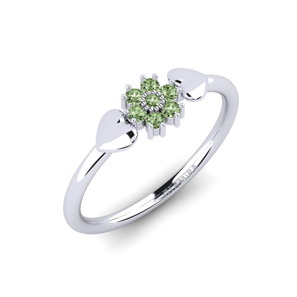 585 Bílé zlato Zelený diamant Zásnubní prsten Chiped