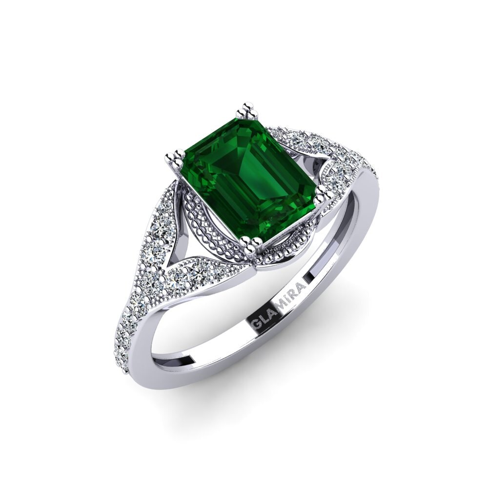 14k White Gold Tsavorite Engagement Ring Crunla