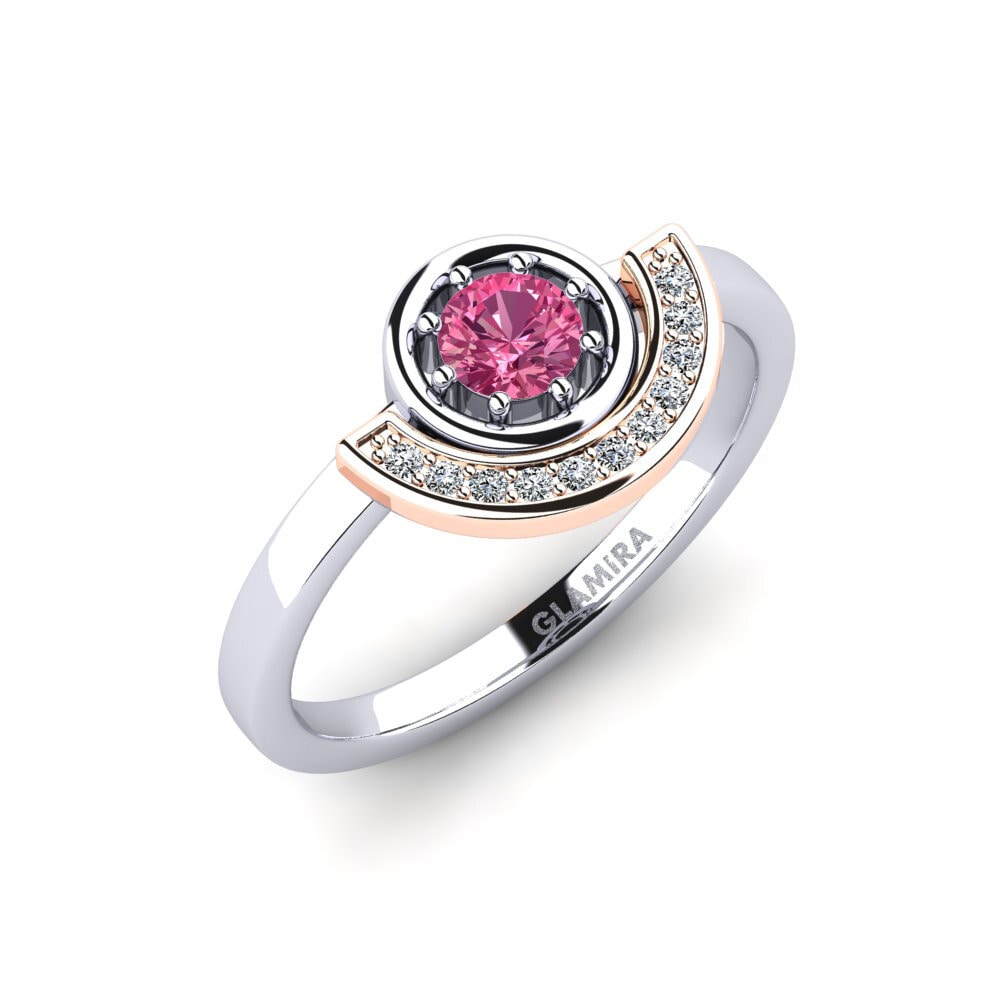 14ct White & Rose Gold Pink Tourmaline Engagement Ring Erosta