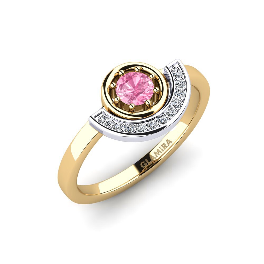 14ct Yellow & White Gold Pink Sapphire Engagement Ring Erosta