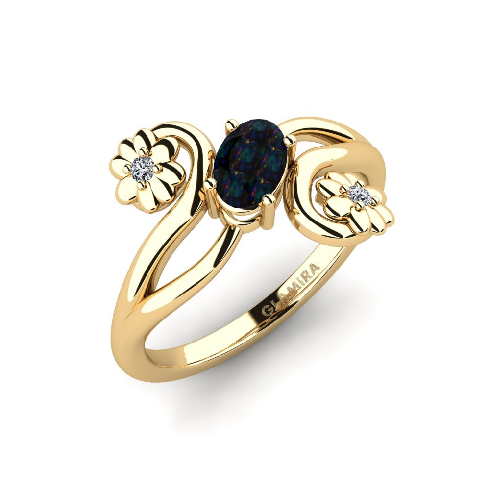 Black Opal Engagement Ring Ofunor