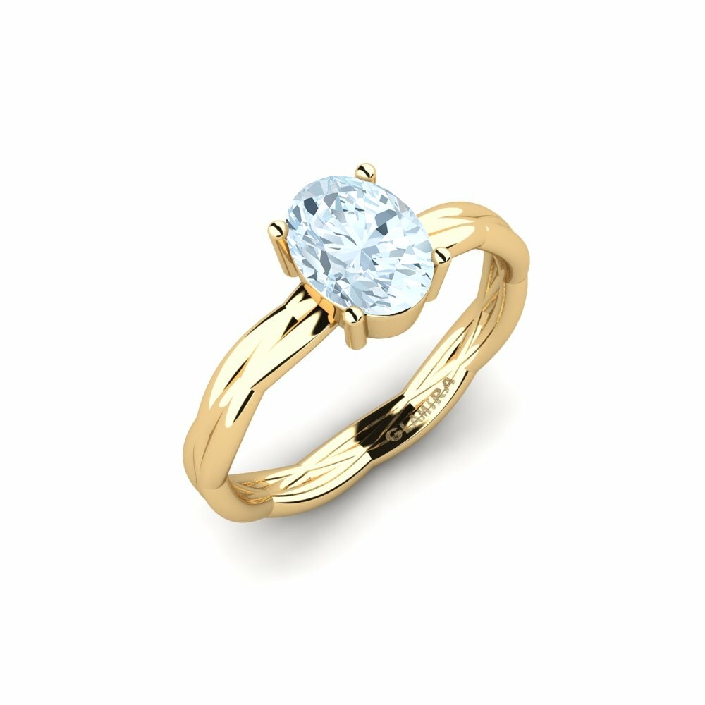 Oval 1.09 Carat Classic Solitaire Aquamarine 14k Yellow Gold Engagement Ring Ovaies