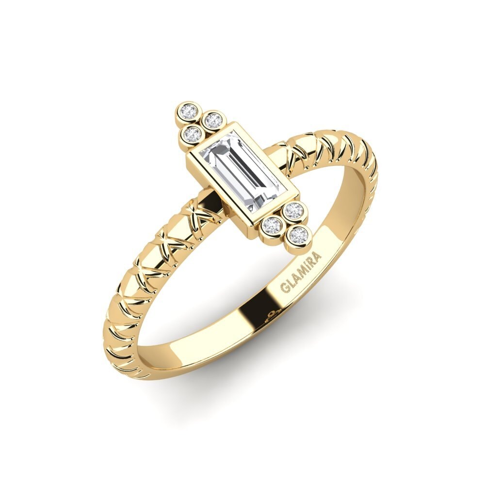 Baguette White sapphire Engagement Ring Rileysa