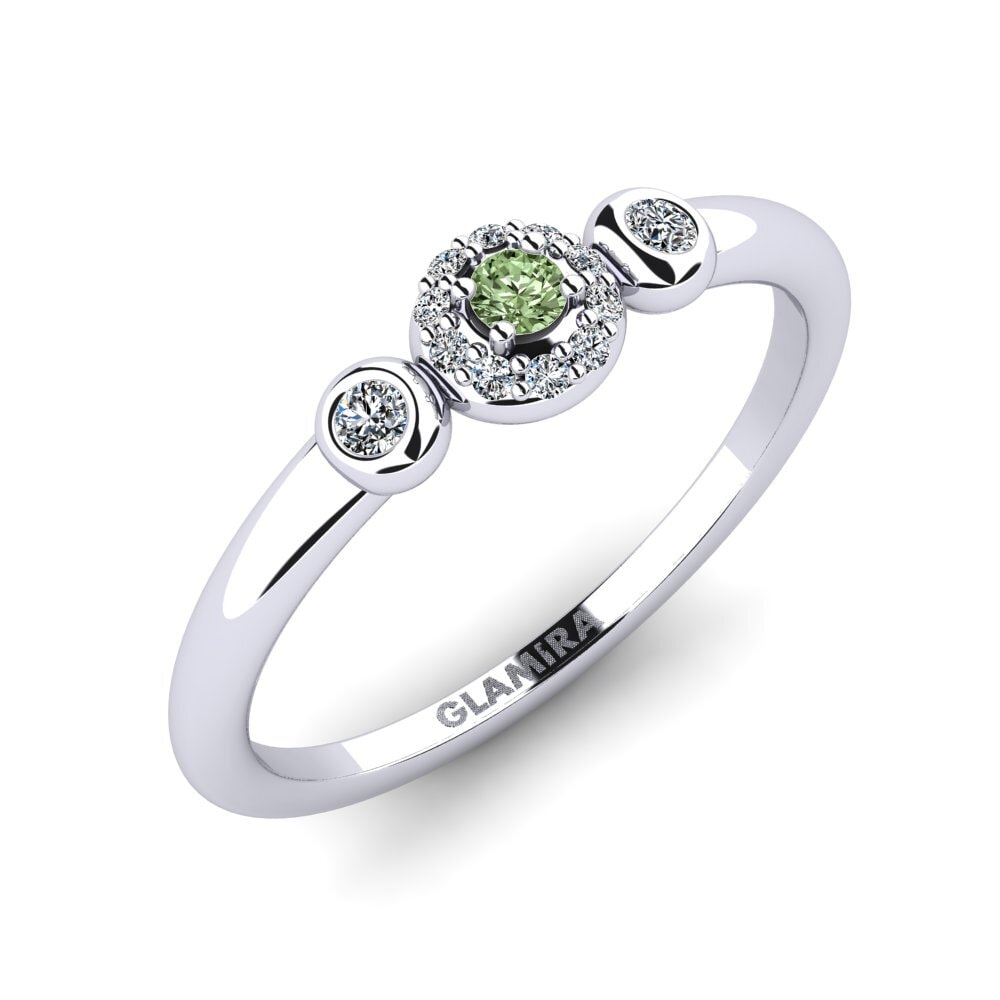 585 Bílé zlato Zelený diamant Zásnubní prsten Rustere