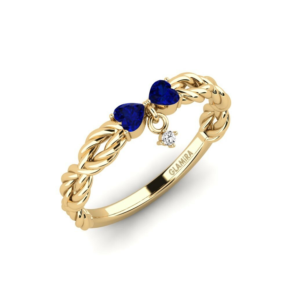心形 藍寶石 訂婚戒指 Sensation