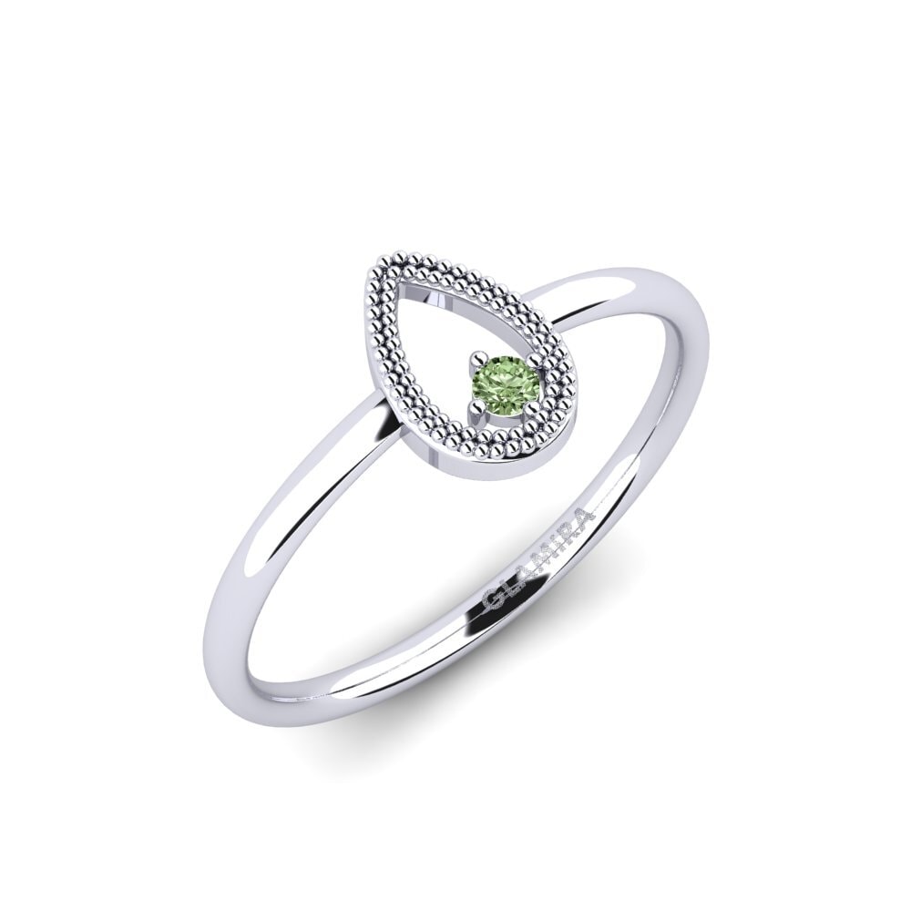 585 Bílé zlato Zelený diamant Zásnubní prsten Serafin