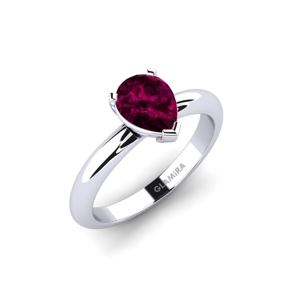 Pear Rhodolite Garnet Engagement Ring Ragging - 0.96 crt