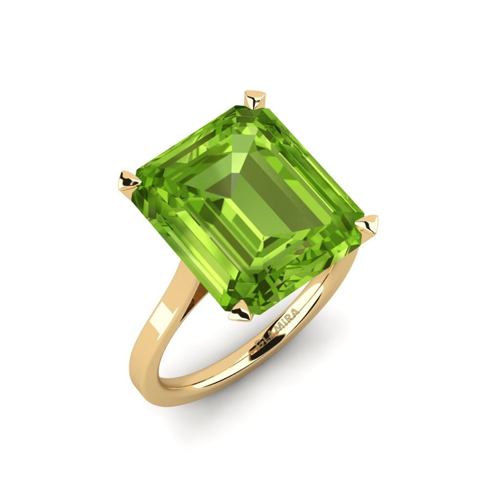 9k Oro Amarillo Peridoto Anillo de compromiso Sentiment - 11.00 crt