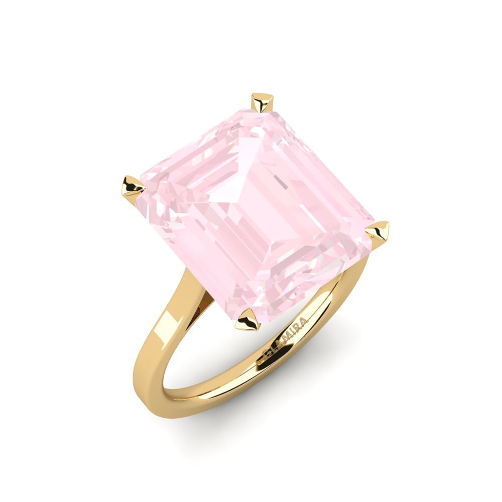 14ct Yellow Gold Rose Quartz Engagement Ring Sentiment - 11.00 crt