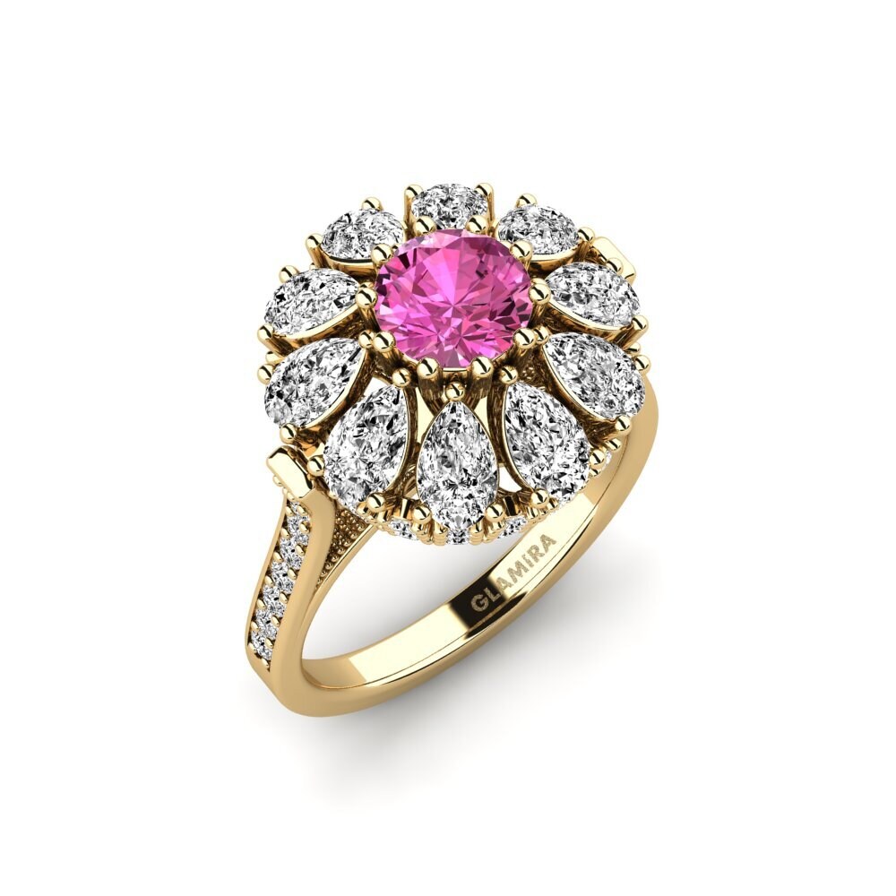9k Oro Amarillo Topacio Rosa Anillo de compromiso Sheshi