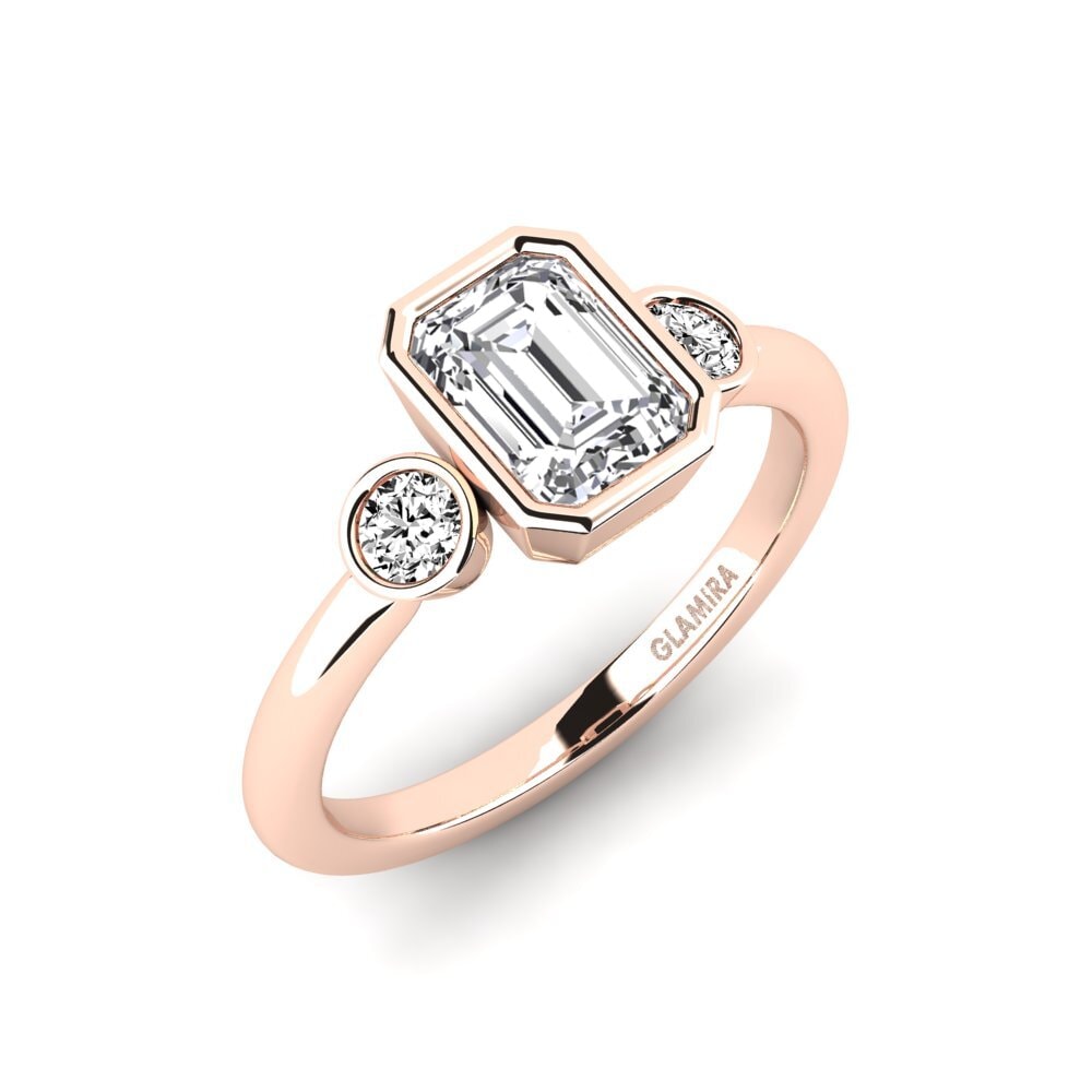 9ct Rose Gold Emerald Cut Lab Grown Diamond Engagement Ring Tengand  Emerald