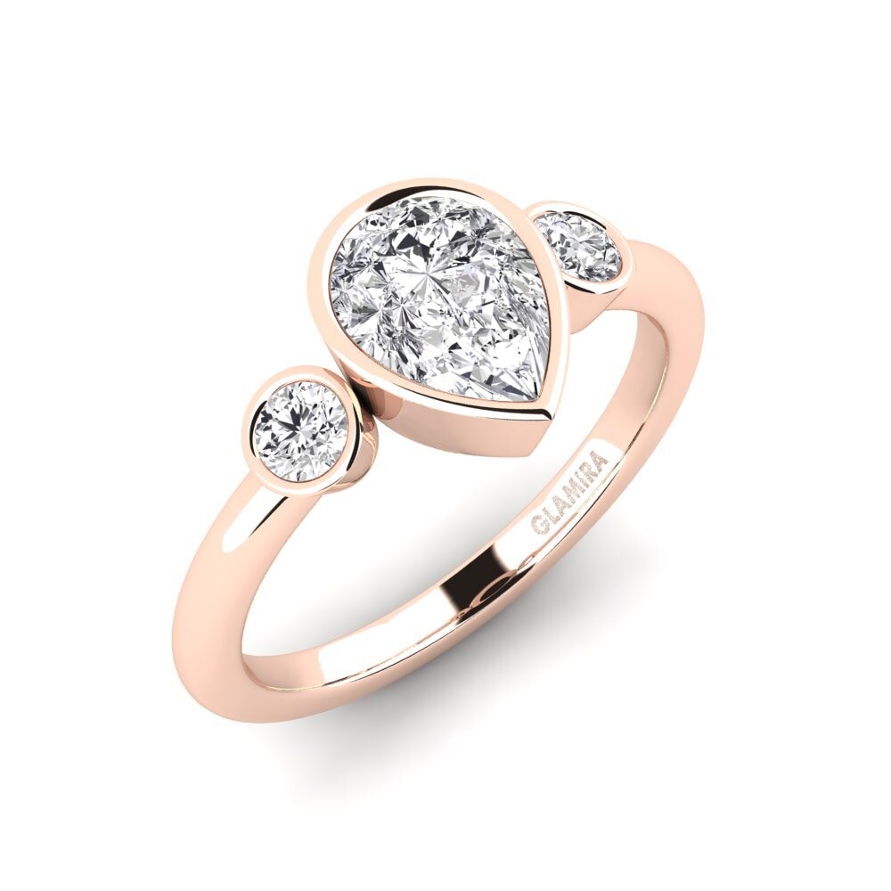 9k Oro rosa Pera Circonita Anillo de compromiso Tengand - Pear, image size:1000x1000