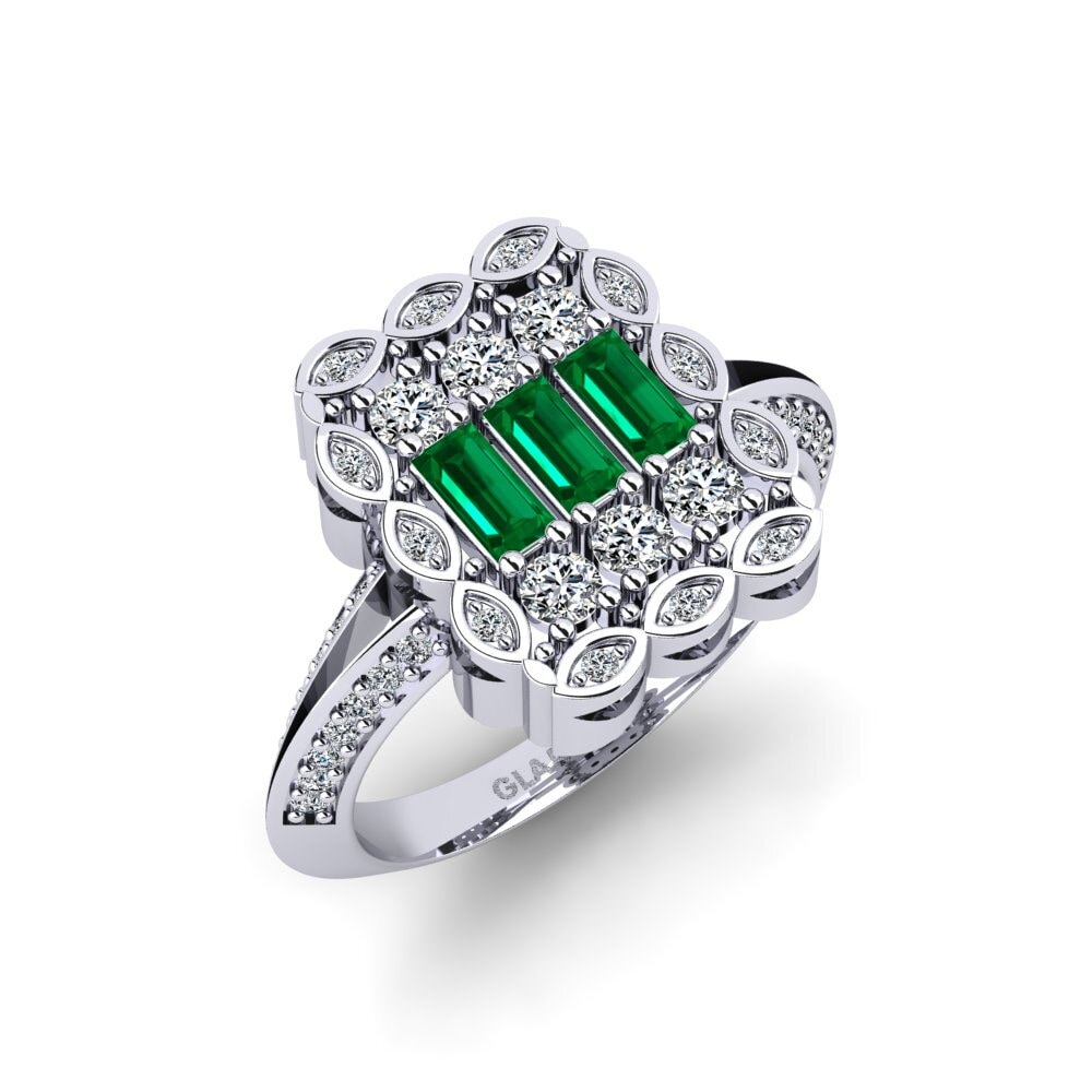 Green Zirconia Engagement Ring Tocher