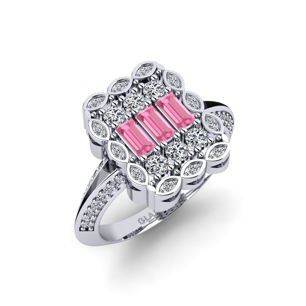 Baguette Pink Sapphire Engagement Ring Tocher
