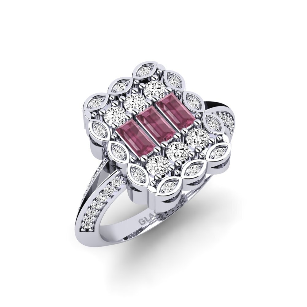 Baguette Rhodolite Garnet Engagement Ring Tocher