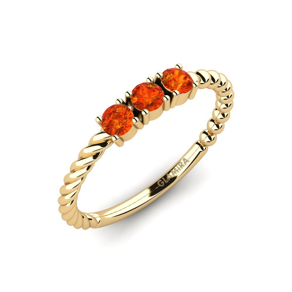 18k Oro Amarillo Zafiro Naranja Anillo de compromiso Wersa