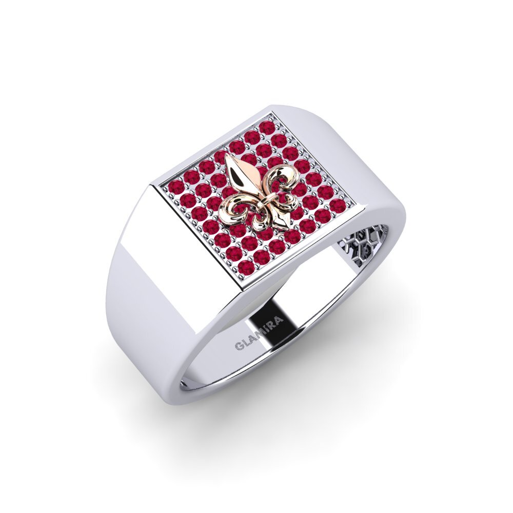 14ct White & Rose Gold Ruby Men's Ring Altint