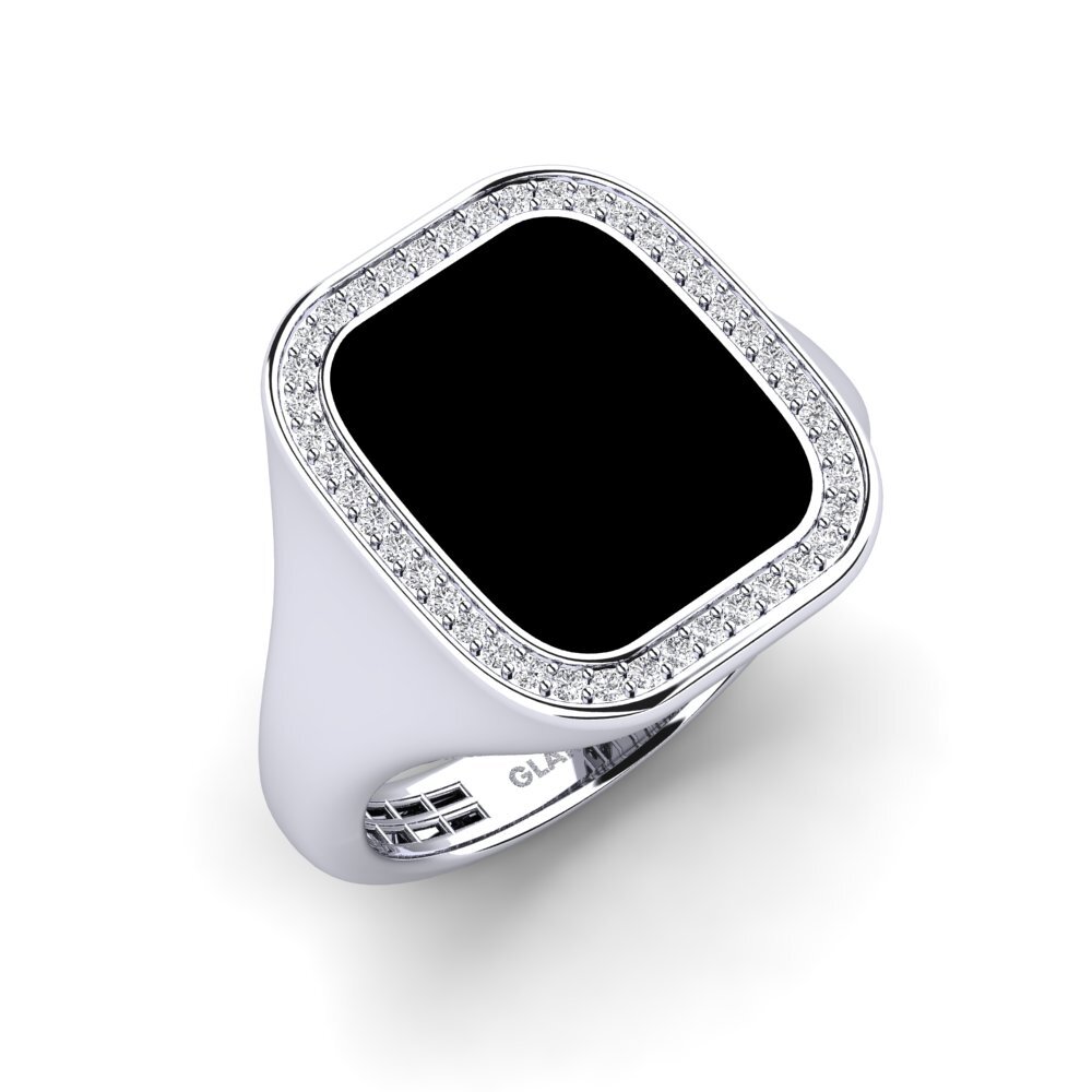 White Silver Diamond Men's Ring Amyloc
