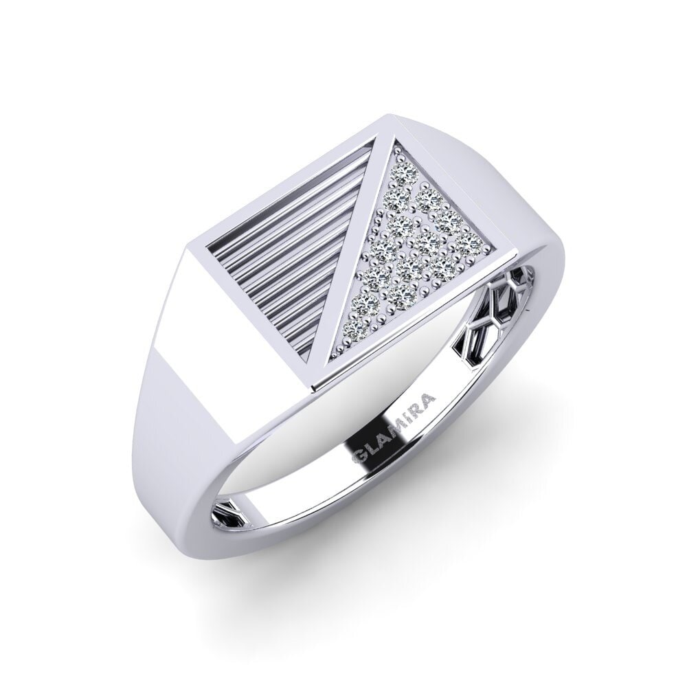 White Silver Men's Ring Angyrm