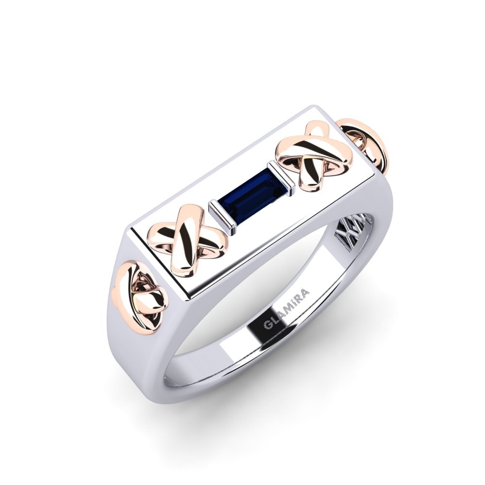 14ct White & Rose Gold Sapphire Men's Ring Anile