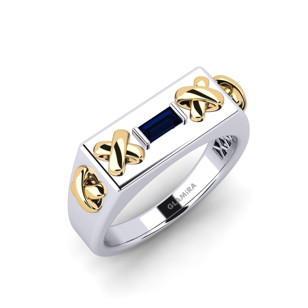 14ct White & Yellow Gold Sapphire Men's Ring Anile