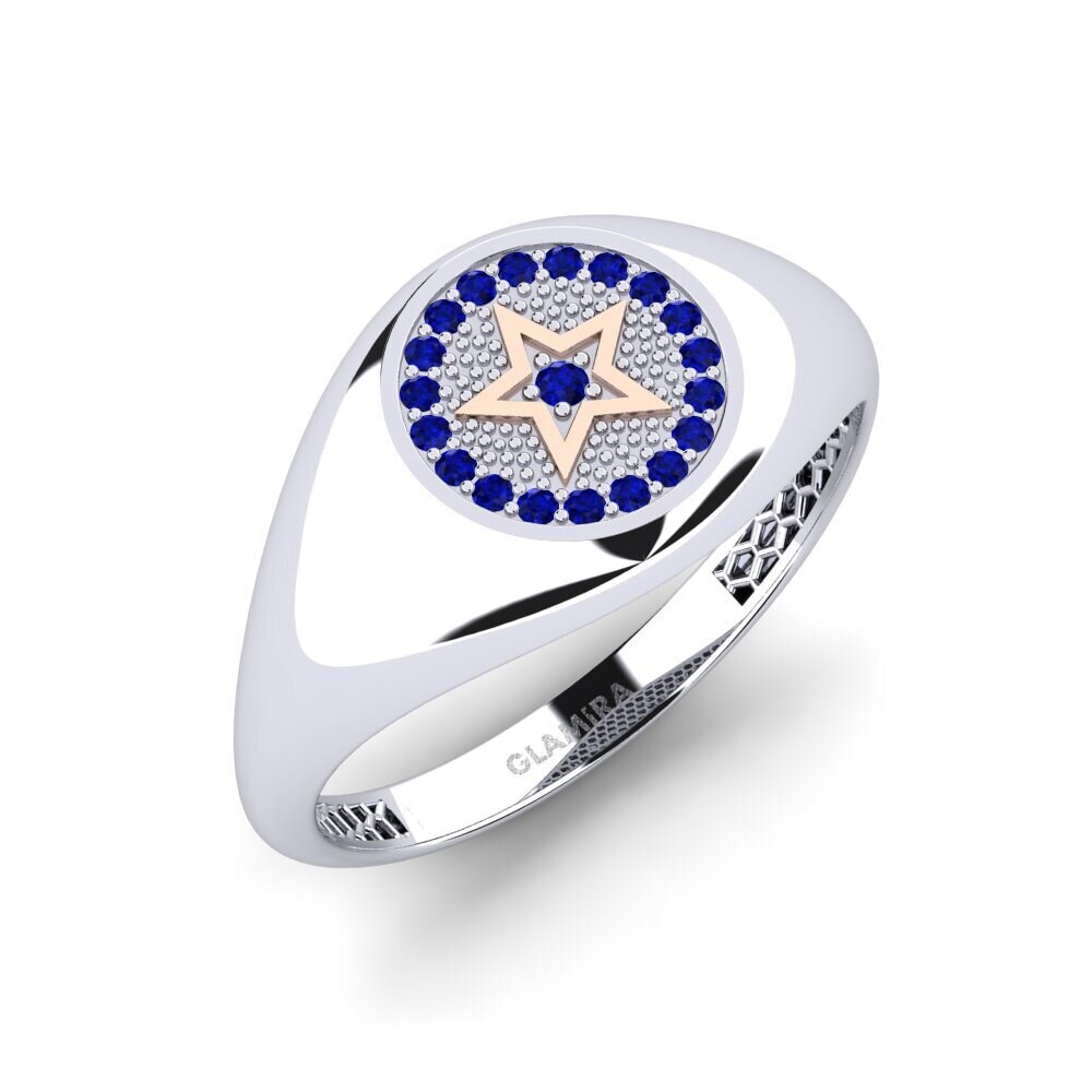 14ct White & Rose Gold Sapphire Men's Ring Arboed