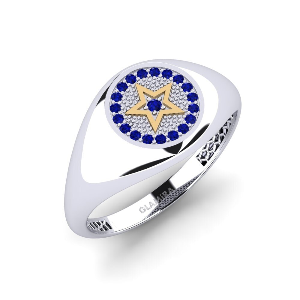 14ct White & Yellow Gold Sapphire Men's Ring Arboed