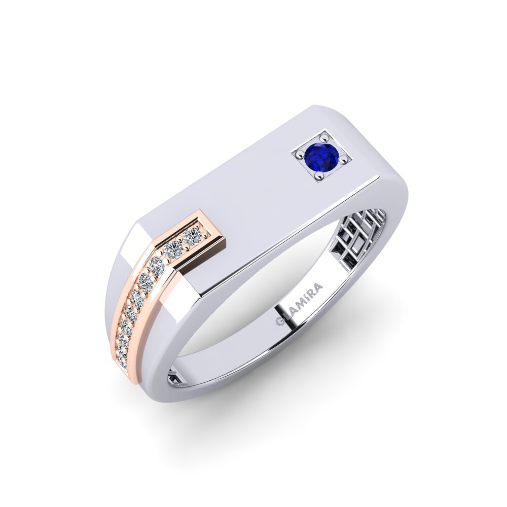 14ct White & Rose Gold Sapphire Men's Ring Bowknot