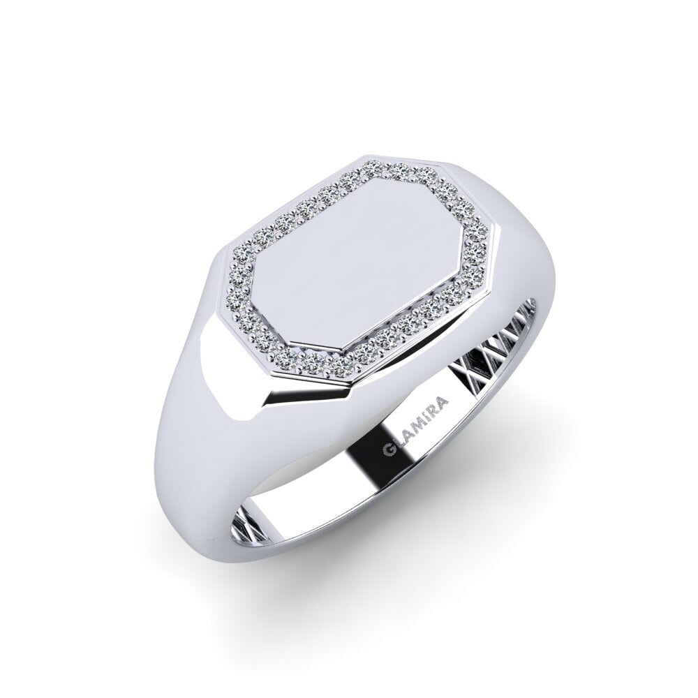 White Silver Men's Ring Feted